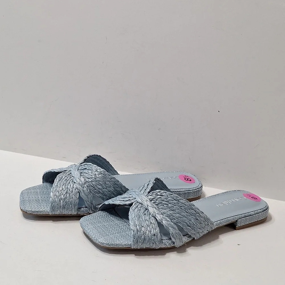 Calvin Klein "NEW" Coquette Blue Toukie Preppy Woven Slide Boho Sandals Size 8.5 - Picture 4 of 10